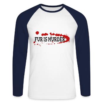 Fur is murder - Unisex Long Sleeve Baseball T-Shirt - white/navy - Front - Nik (191cm)