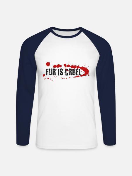 Fur is cruel - Unisex Long Sleeve Baseball T-Shirt - white/navy