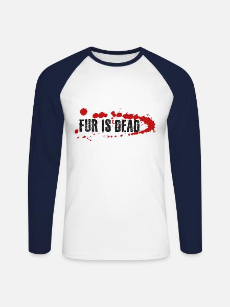 Fur is dead - Unisex Long Sleeve Baseball T-Shirt - white/navy