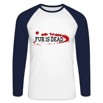 La fourrure est morte - T-shirt baseball manches longues Homme - blanc/marine - Devant - Nik (191cm)