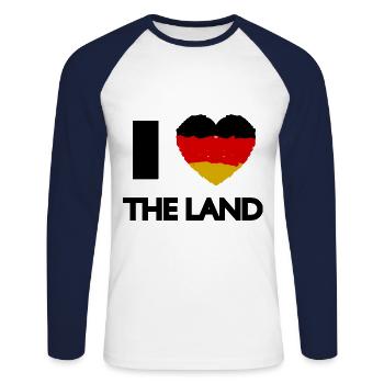 Ich liebe Deutschland - Unisex Baseballshirt langarm - Weiß/Navy - Vorne - Nik (191cm)