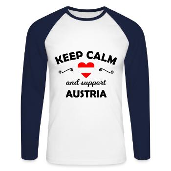 Les fans d’Autriche - T-shirt baseball manches longues Homme - blanc/marine - Devant - Nik (191cm)