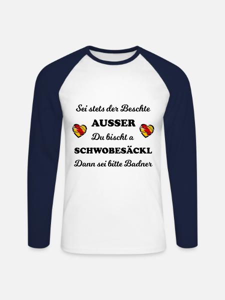 Die Badner und Schwobesäckl - Unisex Baseballshirt langarm - Weiß/Navy