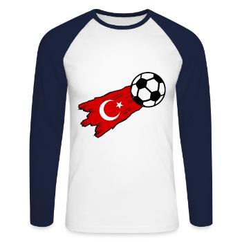 The footballers from Turkey - Unisex Long Sleeve Baseball T-Shirt - white/navy - Front - Nik (191cm)