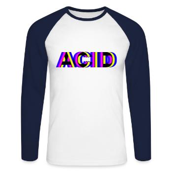 acid house techno - Unisex Long Sleeve Baseball T-Shirt - white/navy - Front - Nik (191cm)