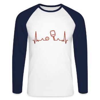 Battement de cœur Pimpleball - T-shirt baseball manches longues Homme - blanc/marine - Devant - Nik (191cm)