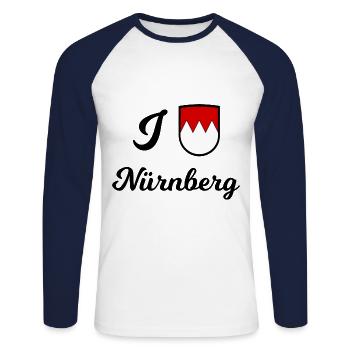 The Nuremberg - Unisex Long Sleeve Baseball T-Shirt - white/navy - Front - Nik (191cm)