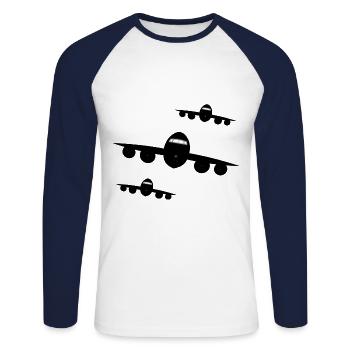Jets approaching - Unisex Long Sleeve Baseball T-Shirt - white/navy - Front - Nik (191cm)