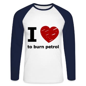 I love petrol - Unisex Long Sleeve Baseball T-Shirt - white/navy - Front - Nik (191cm)