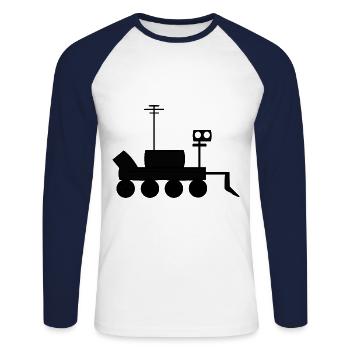 Der Mars Entdecker - Unisex Baseballshirt langarm - Weiß/Navy - Vorne - Nik (191cm)