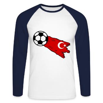 Supporters from Turkey - Unisex Long Sleeve Baseball T-Shirt - white/navy - Front - Nik (191cm)