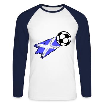 Les footballeurs écossais - T-shirt baseball manches longues Homme - blanc/marine - Devant - Nik (191cm)