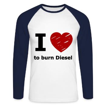 Les voitures à combustion diesel - T-shirt baseball manches longues Homme - blanc/marine - Devant - Nik (191cm)
