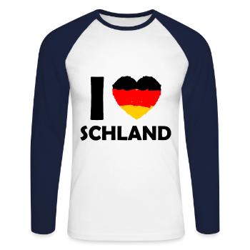 Ich liebe das Land - Unisex Baseballshirt langarm - Weiß/Navy - Vorne - Nik (191cm)
