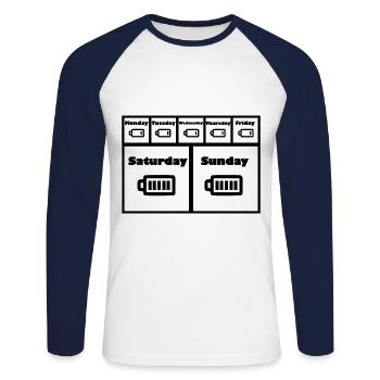 les jours de la semaine - T-shirt baseball manches longues Homme - blanc/marine - Devant - Nik (191cm)