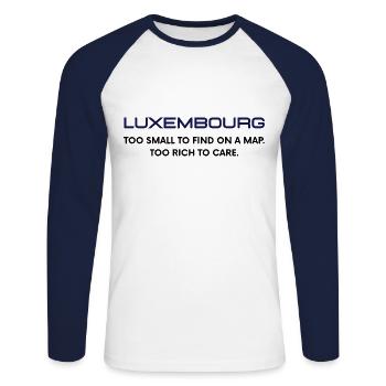 Luxembourg T-shirt – Small country, big style - Unisex Long Sleeve Baseball T-Shirt - white/navy - Front - Nik (191cm)