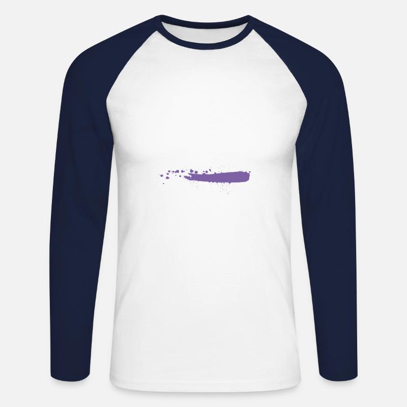 Farbstrich magenta Klecks Farbspritzer Geschenk - Unisex Baseballshirt langarm - Weiß/Navy