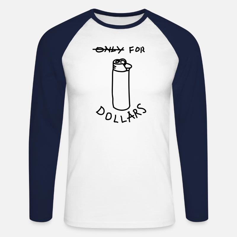 Only for Dollars - Unisex Baseballshirt langarm - Weiß/Navy