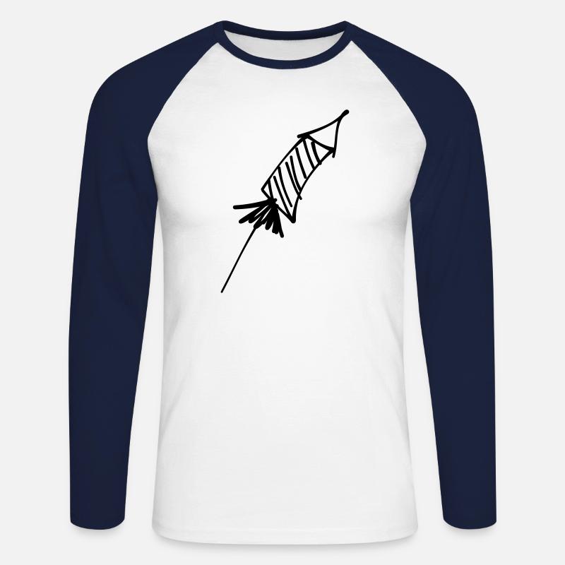 Silvester Rakete - Unisex Baseballshirt langarm - Weiß/Navy