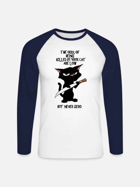 Killed By Cat Odds - Unisex Long Sleeve Baseball T-Shirt - white/navy