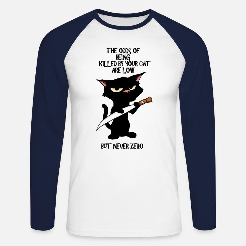 Durch Katzenwidrigkeiten getötet - Unisex Baseballshirt langarm - Weiß/Navy