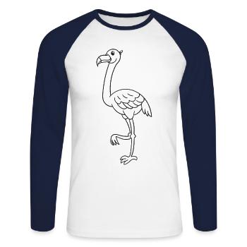 Flamingo, Vogel, Geschenk, Geschenkidee - Unisex Baseballshirt langarm - Weiß/Navy - Vorne - Nik (191cm)
