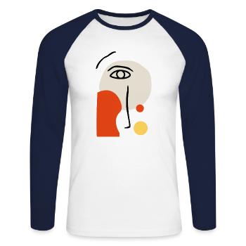 illustration abstrak - T-shirt baseball manches longues Homme - blanc/marine - Devant - Nik (191cm)