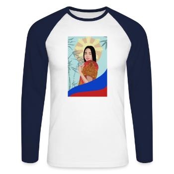 Philippinen Filipina Stolz Flagge Pinay I Geschenk - Unisex Baseballshirt langarm - Weiß/Navy - Vorne - Nik (191cm)