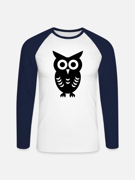 Steinkauz - Unisex Baseballshirt langarm - Weiß/Navy