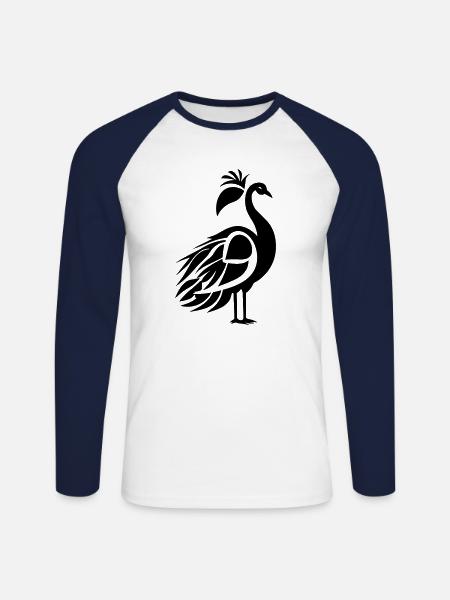 Little Peacock - Unisex Long Sleeve Baseball T-Shirt - white/navy