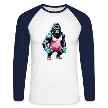 Gorilla Boxer Boxing - Unisex Long Sleeve Baseball T-Shirt - white/navy - Front - Nik (191cm)