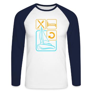 Eat Sleep Sail Repeat Daily Icons - Unisex Long Sleeve Baseball T-Shirt - white/navy - Front - Nik (191cm)
