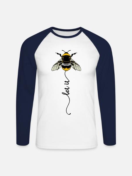 Bee bumblebee - Unisex Long Sleeve Baseball T-Shirt - white/navy