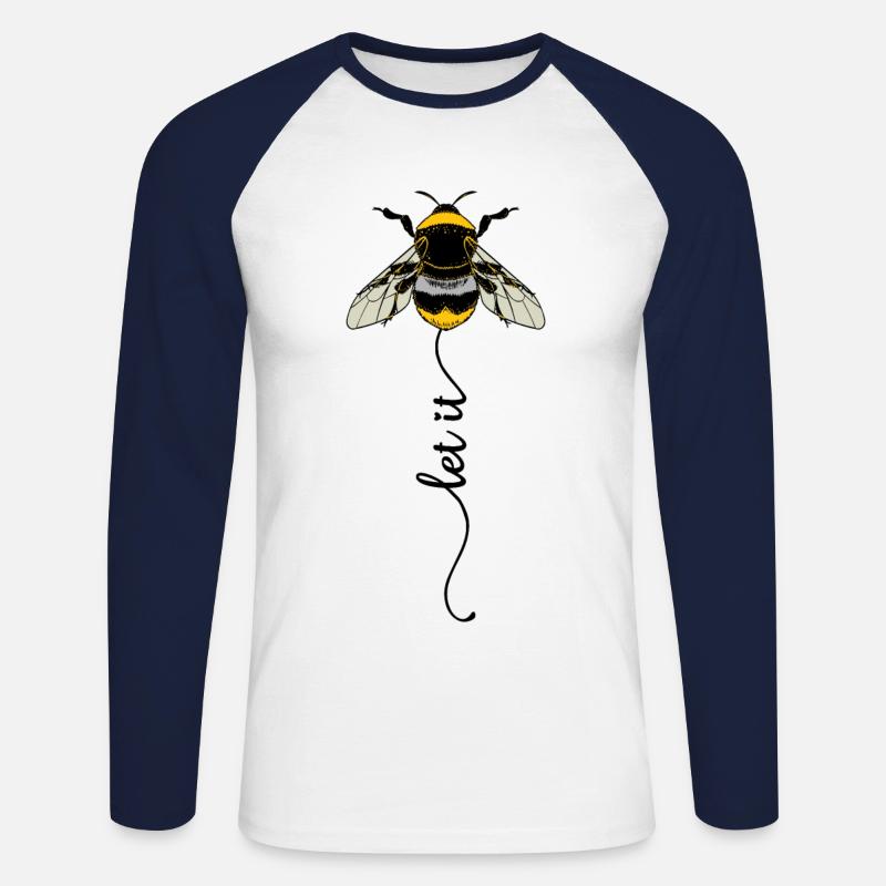 Biene Hummel - Unisex Baseballshirt langarm - Weiß/Navy