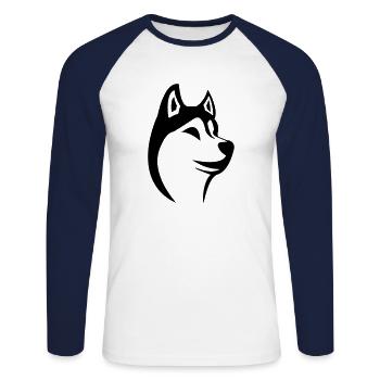 Husky - T-shirt baseball manches longues Homme - blanc/marine - Devant - Nik (191cm)