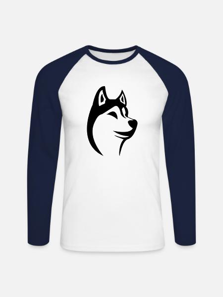 husky - Unisex Long Sleeve Baseball T-Shirt - white/navy