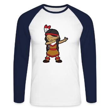 Dabbing Dab Dancing Indian Girl Indian Girl - Unisex Long Sleeve Baseball T-Shirt - white/navy - Front - Nik (191cm)