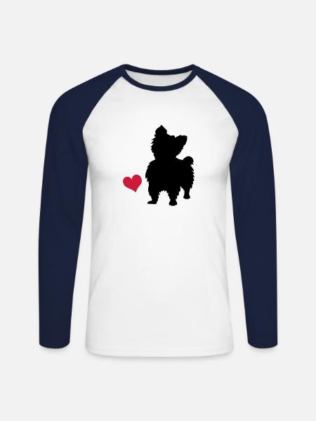 Yorkshire Terrier - Unisex Long Sleeve Baseball T-Shirt - white/navy