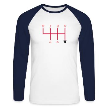 Shift it ! - T-shirt baseball manches longues Homme - blanc/marine - Devant - Nik (191cm)