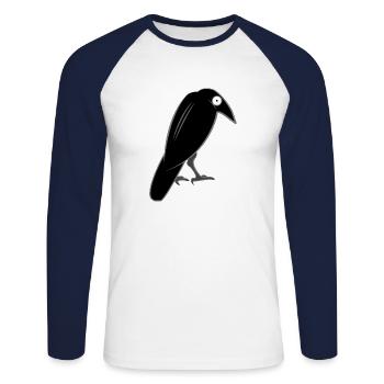 Rabe - Unisex Baseballshirt langarm - Weiß/Navy - Vorne - Nik (191cm)