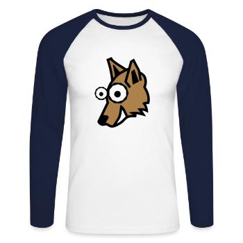 Fuchs Design Tierform - Unisex Baseballshirt langarm - Weiß/Navy - Vorne - Nik (191cm)