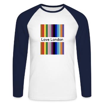 London - Unisex Long Sleeve Baseball T-Shirt - white/navy - Front - Nik (191cm)