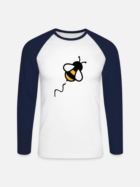 Biene - Unisex Baseballshirt langarm - Weiß/Navy