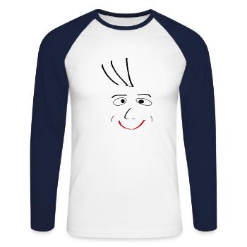 Strichgesicht Gesicht aus Strichen gemalt - Unisex Baseballshirt langarm - Weiß/Navy - Vorne - Nik (191cm)