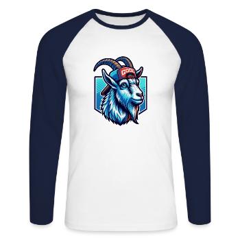 Gambling Goat with Gamepad Gamer - Unisex Long Sleeve Baseball T-Shirt - white/navy - Front - Nik (191cm)