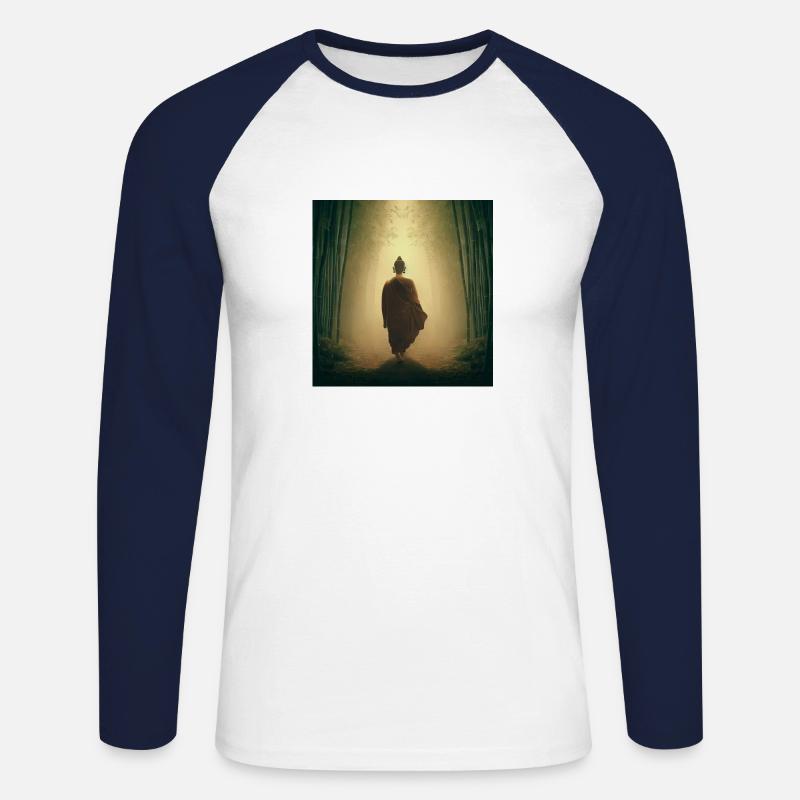 Buddha s way - Unisex Baseballshirt langarm - Weiß/Navy