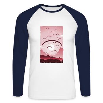 Paragliding Art Rot - Unisex Baseballshirt langarm - Weiß/Navy - Vorne - Nik (191cm)