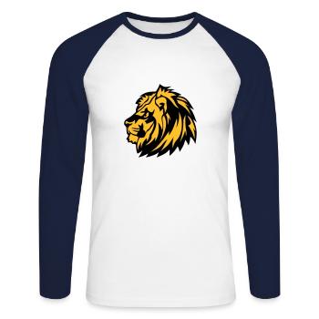 wild lion animals 1 0 - Unisex Long Sleeve Baseball T-Shirt - white/navy - Front - Nik (191cm)