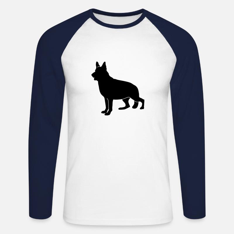 Deutscher Schaeferhund Silhouette - Unisex Baseballshirt langarm - Weiß/Navy