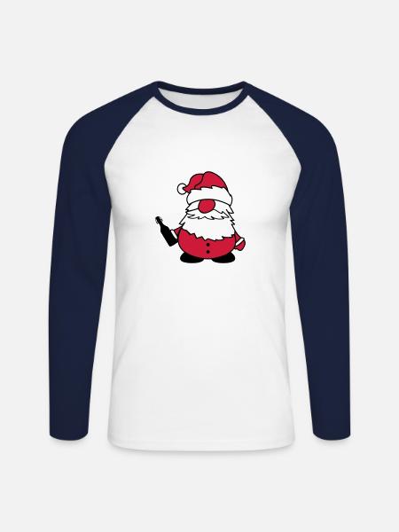 weihnachtsmann mit bier - Unisex Baseballshirt langarm - Weiß/Navy